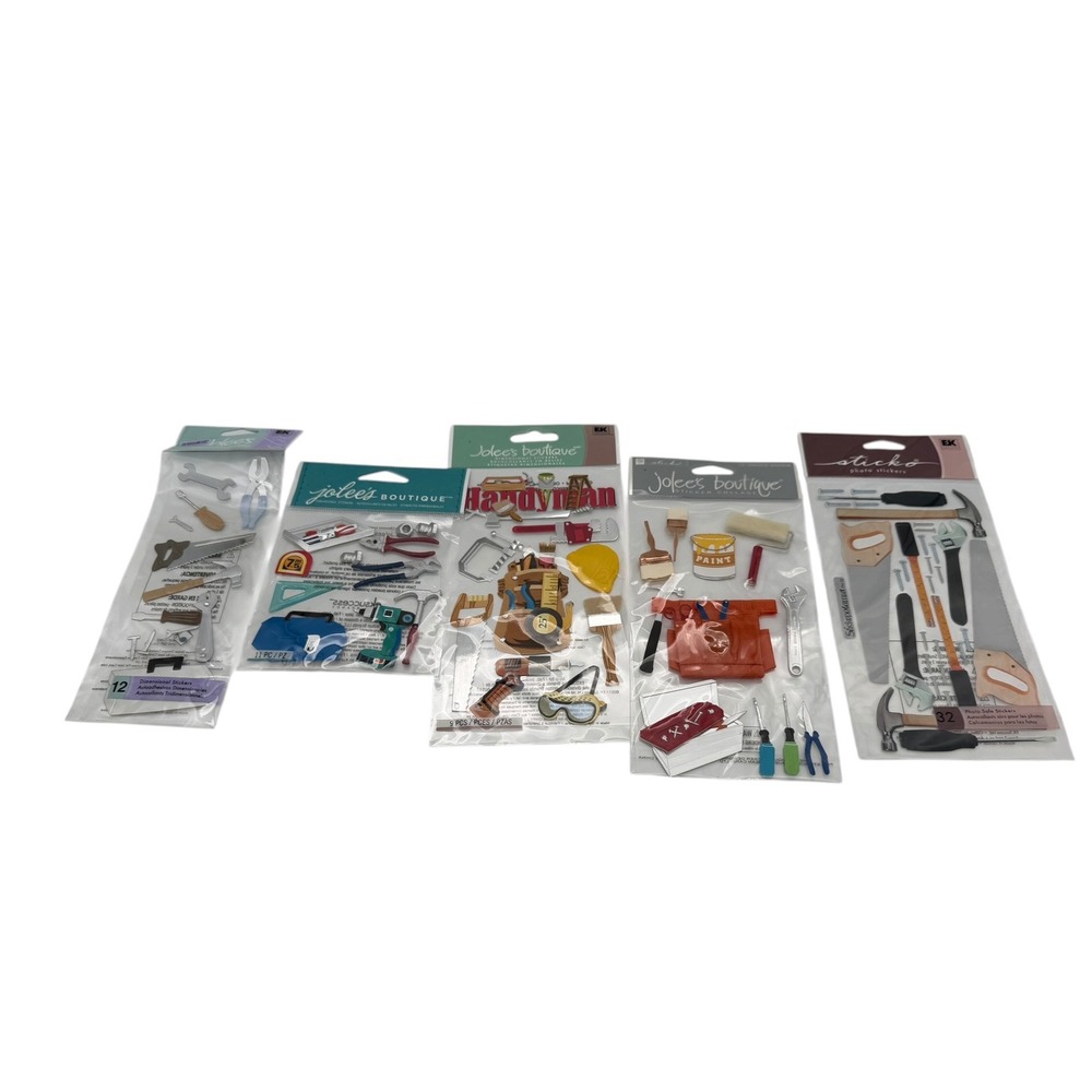 Jolees Boutique Sticko Handyman Tool Dimensional Stickers Lot of 5 Packs NEW